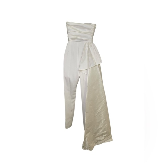 Jay Godfrey White Strapless Asymmetrical Ruffle Jumpsuit NWT Size 0 | Bridal Sho - Picture 4 of 7